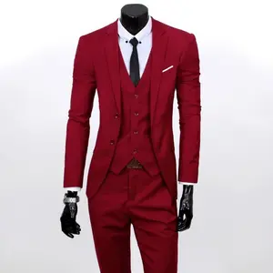 Groom Suit Men's Three-piece Set British Casual Business Suit Men's Wedding Dress Slim And Handsome Summer Cotton Fabric Menswear Buckle