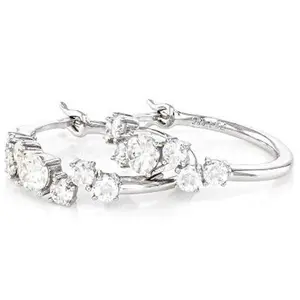 JTV Moissanite Platineve Hoop Earrings 1.18ctw DEW