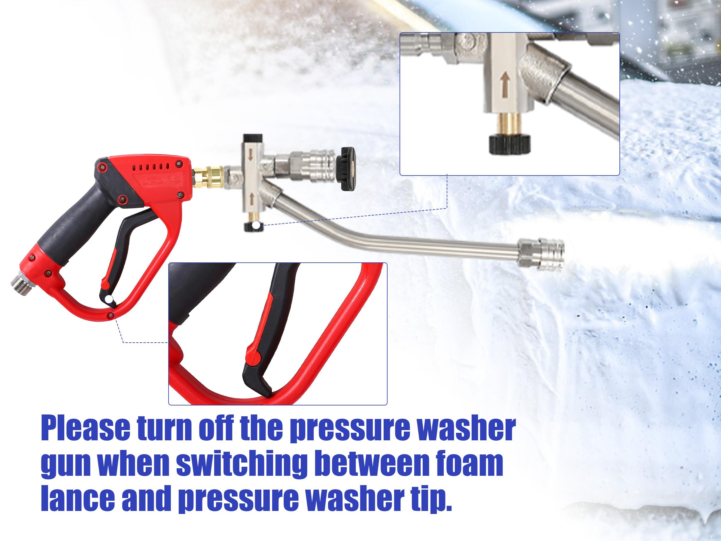 Tool Daily Pressure Washer Foam Cannon with Dual Connector Accessory, Double Tip Attachment for Soap Cannon, 5 Power Washer Nozzle Tips, 1/4” Quick Connect Tool Daily Pressure Washer Foam Cannon with Dual Connector Accessory, Double Tip Attachment for Soap Cannon, 5 Power Washer Nozzle Tips, 1/4” Quick Connect