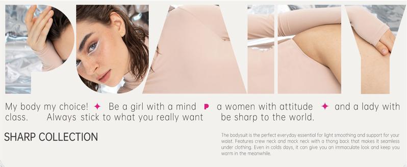 PUMIEY Women's Medium Turtleneck Bodysuit Mock Neck Body Suits Fabric Cozy Layering for Cold Days Longsleeves Womenswear Sharp Collection Basic Casual Minimalist TikTokShopHolidayHaul