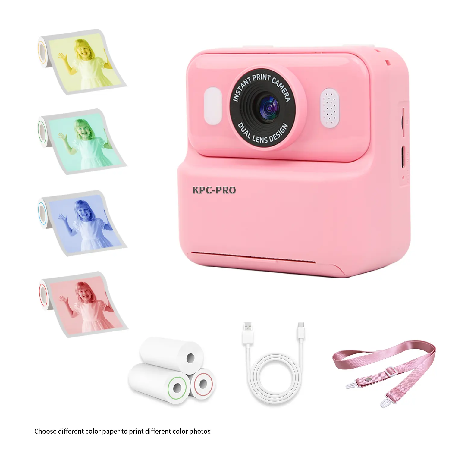 Instant Print Kids Camera, Dual Lens Selfie Digital Camera, PortableCamera with Thermal Printing, Comes with 3rolls Print Paper Lanyard USB Cable,Perfect Birthday Holiday Gift for Boys Girls Age 3-12