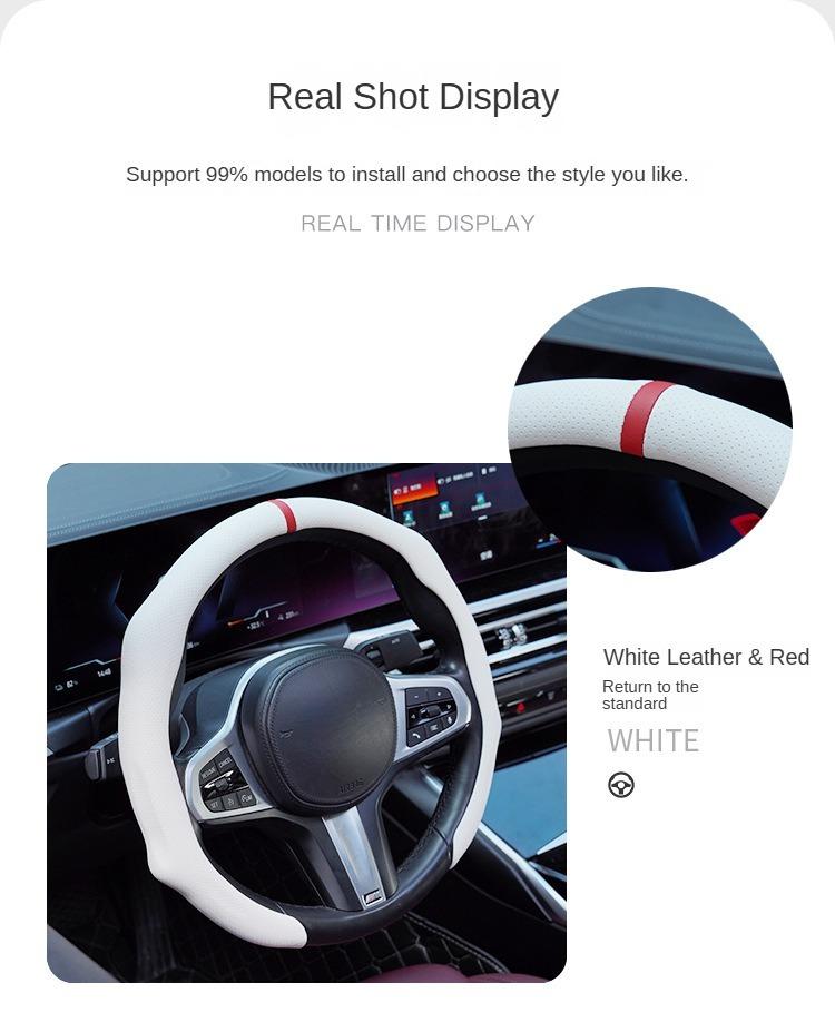 2026 Nappa Leather Steering Wheel Cover Quick Turn Non-Slip Breathable Ultra-Thin Universal Fit for All-Seasons Car Comfort Style Trim Modern Design Easy Installation Anti-Slip Protective Automotive Accessory