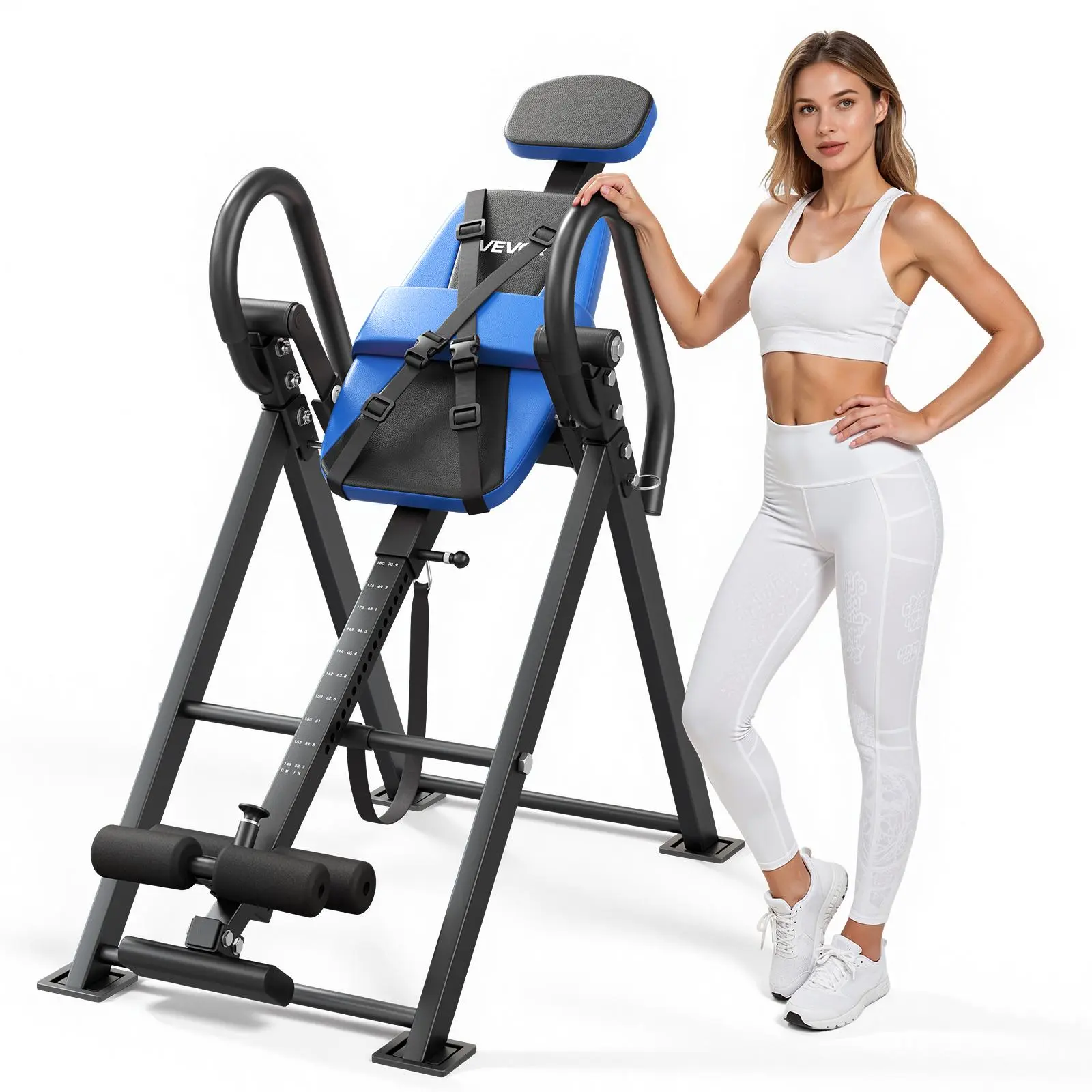 【SummerFinds】VEVOR Inversion Table, 300 lbs Capacity Heavy Duty Back Inverter Stretcher, Inverted Table with Dual-Roller Locking, Decompression Tables for Shoulders, Neck, Back, Multi-Angle Adjustable Tether Strap