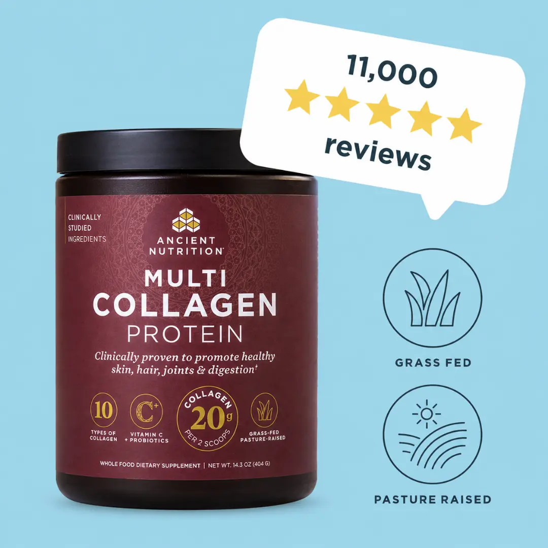 Ancient Nutrition Multi Collagen Protein Powder Unflavored  40 Servings – 10 Types Collagen Peptides, 20g Per Serving, Hair Skin Nails Joint Support