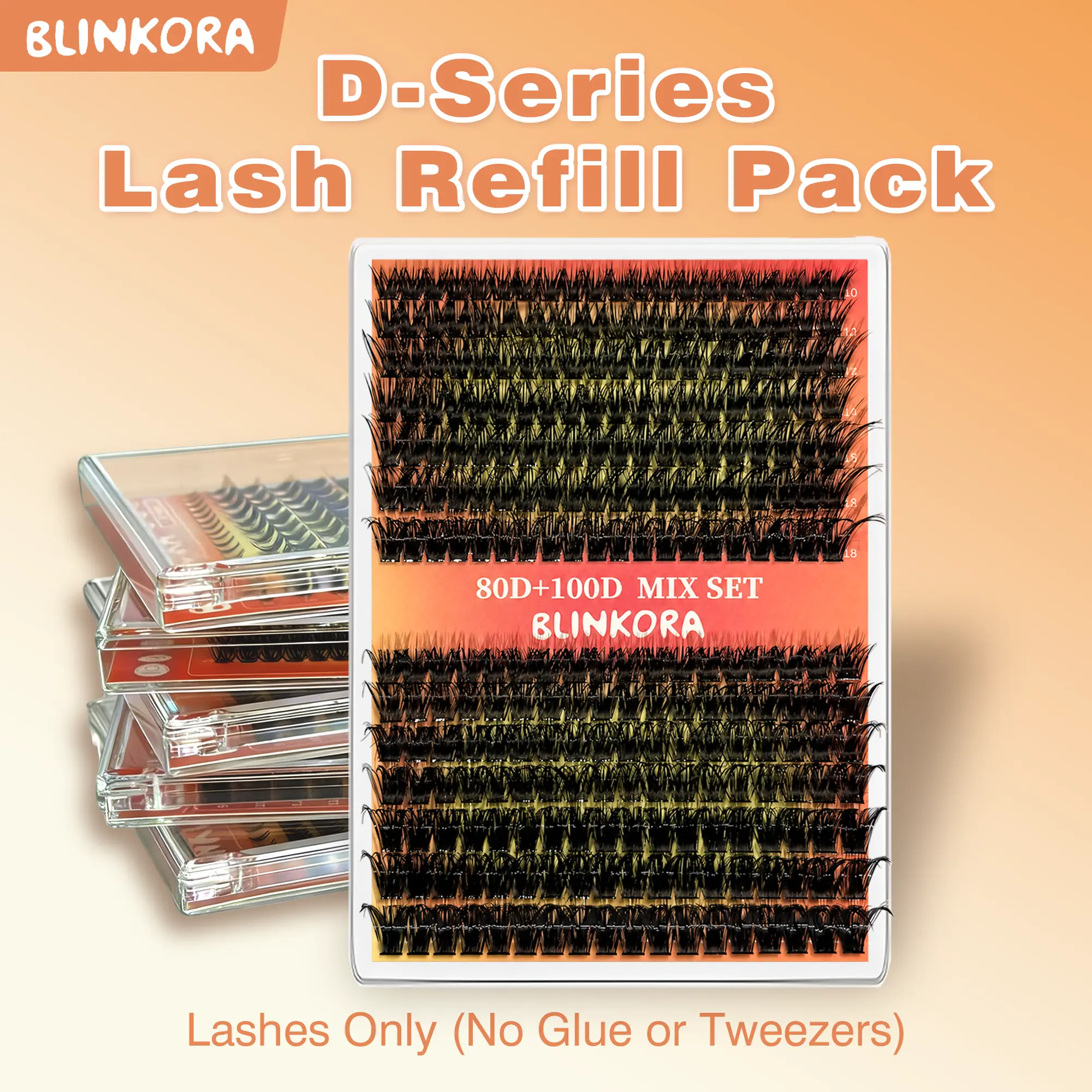 Blinkora D-Series Soft Cluster Eyelashes Refill Pack - DIY Waterproof Long-Lasting Dramatic Eyelash Extensions, Beauty & Personal Care Makeup, D Curl, Volume Lashes, Bold Dramatic Look, Thick Lashes, Mega Volume Lashes