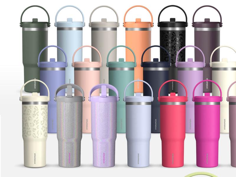 Hydrapeak Nomad 32oz Tumbler with Handle & Flip Straw, Leakproof Water Bottle, Fits In Cup Holder, Bottles Keep Cold For 24 Hours, Rubber Base, Portable Drinkware Gift for Women & Men Drinkware Flasks