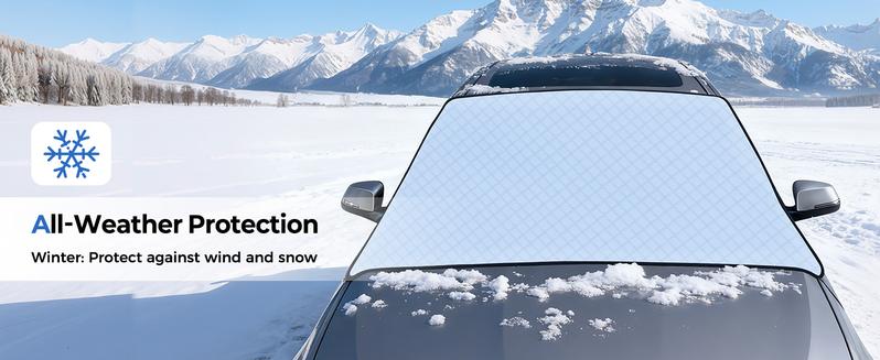Black Friday Deal-FLORICH Car Windshield Cover Snow & Sun Protector - Foldable Anti-Frost & UV Guard with Side Mirror Covers for Quick Setup Universal Fit for Car Truck SUV Van MPV windshield cover car cover for snow sunshade anti-snow