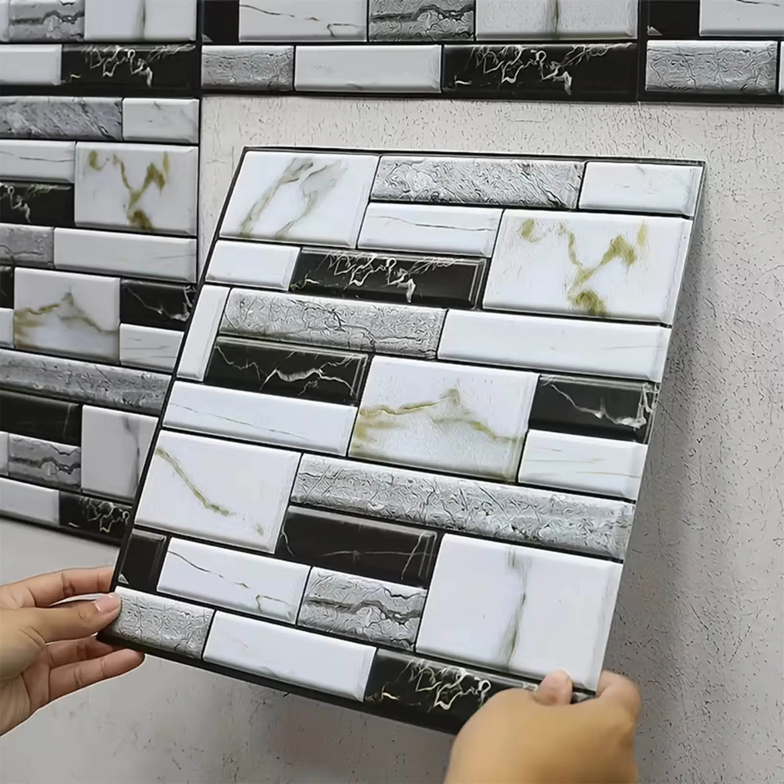 3D Wall 10PCS Panels Peel and Stick Foam 3D Brick Wallpaper Peel and Stick Faux Stone Wall Panel Self-Adhesive Wallpaper