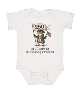 250 Year of Ribbiting Freedom Onesie, Funny Quotes Baby Clothing, Cotton Baby Bodysuit, Baby Shower Gifts