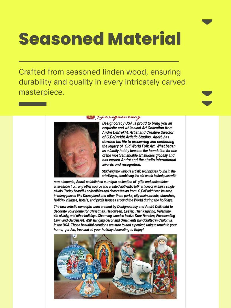 Santa Light the Way Hand-Painted WOODCARVED Masterpiece by Strelkina at G. DeBrekht - Nativity Holiday Decor - 821601