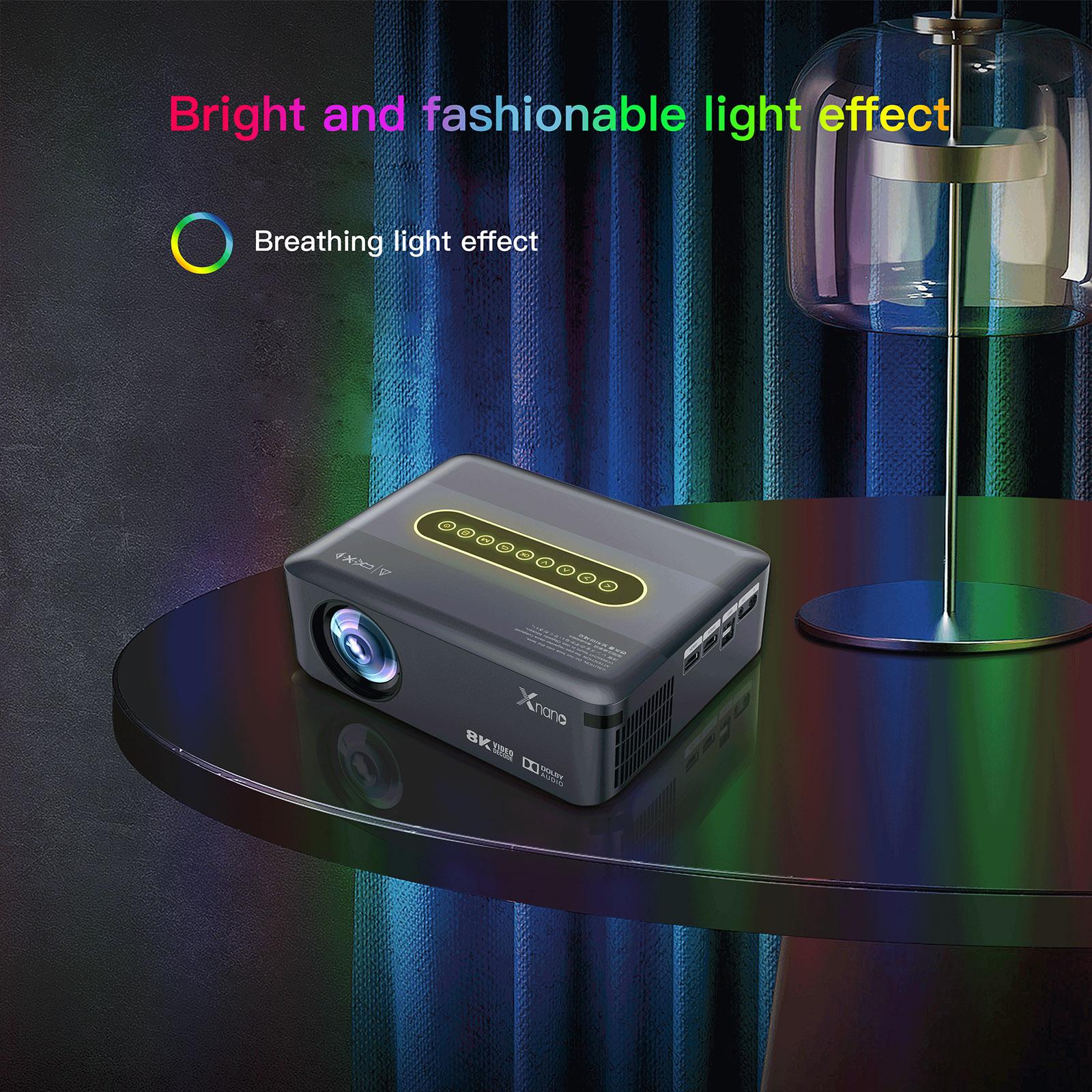 Smart Wireless Multi-Mode Remote Projector with Ultra HD 8K Screen, Dolby Digital, WiFi, Bluetooth, HDMI, USB, 1080P Full Color Media Player, Android 9.0 for Smartphones, Laptops