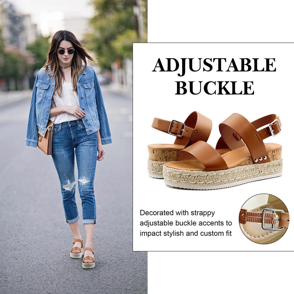 Athlefit Women's Espadrilles Sandals Ankle Strap Buckle Wedge Sandal Open Toe Studded Platform Sandals Casual Shoes Walking Shoes Flatform Footwear