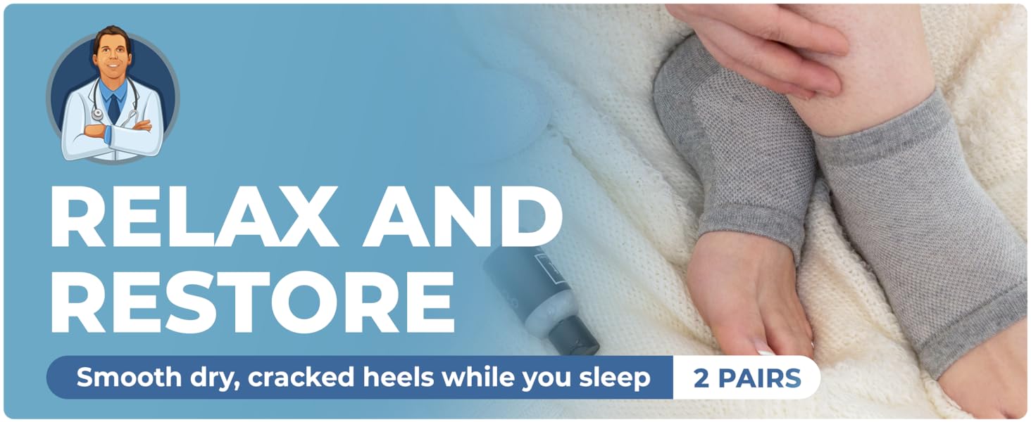 Dr. Frederick's Moisturizing Heel Socks - Cracked Heel Relief - 2 Pairs