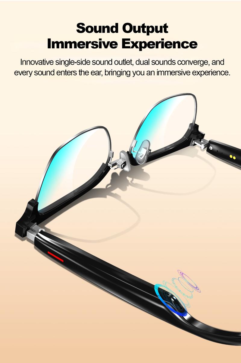 Smart Glasses Wireless Bluetooth, anti-blue light, UV protection, voice-activated smart music glasses with built-in microphone and speaker, suitable for meetings, travelling or studying Magnetic Wearable Chargeable