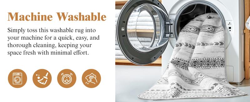 Shilucheng Washable Rug 9x12 Area Rugs for Living Room,Vintage  Boho Rugs for Bedroom Non-Slip Backing Machine Washable Rugs Stain Resistant Under