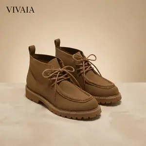 VIVAIA Francis Moccasin Boots: 328g Ultra-Lightweight & All-Season Wear, Water-Repellent with 2x Arch Support, 4cm Height Increase for Daily Travel, Everyday Smart Casual Comfort（Francis) Caramel