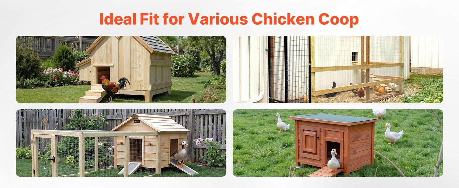 Automatic Chicken Coop Door System With DC And Battery Power, LCD Display, Light Sensor, Timer And Manual Setting, Anti-Pinch Safety, Durable Aluminum Alloy Construction, Chick Run Gate Opener For Farm Use