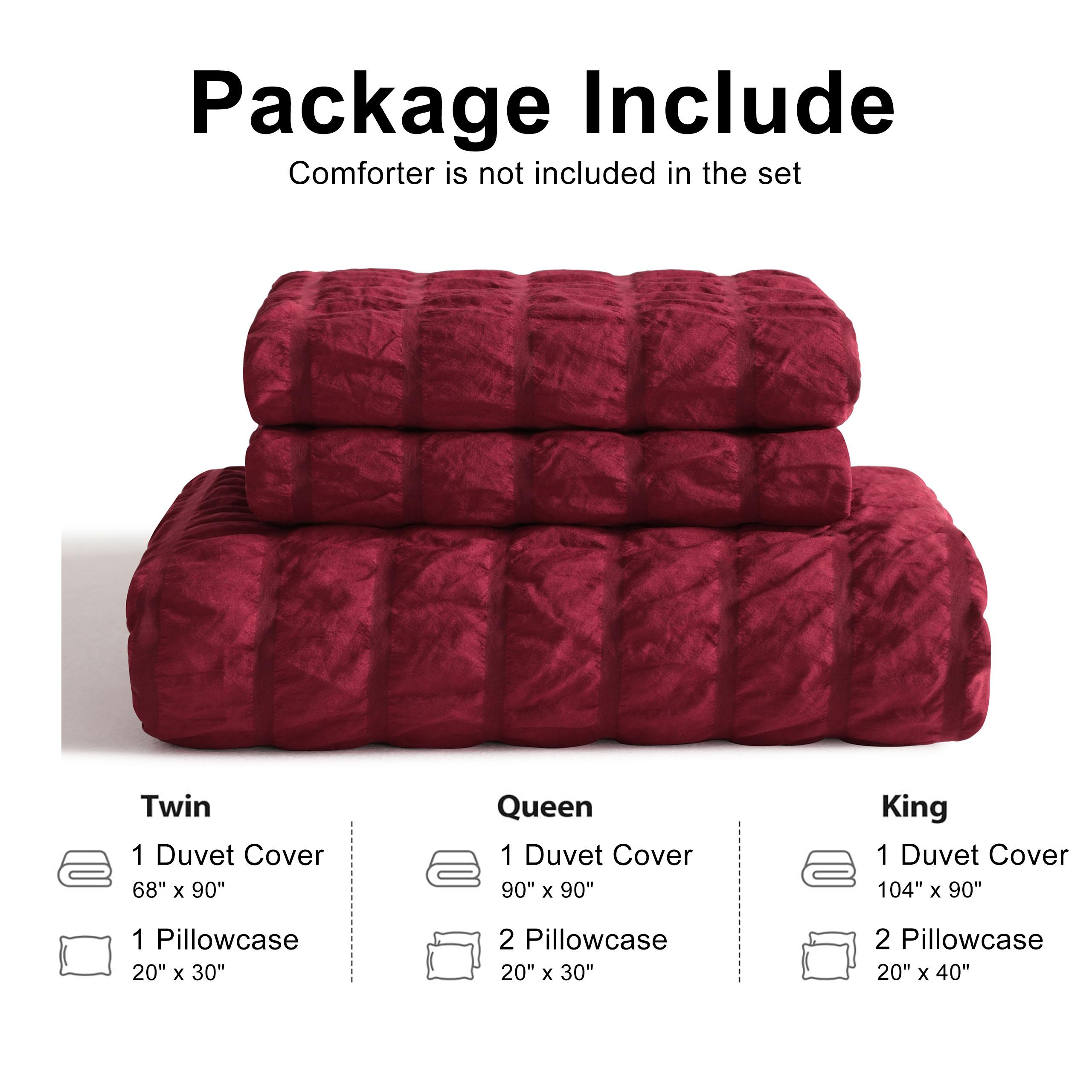 NTBAY Duvet Cover Set, Seersucker Textured Stripe Washed Microfiber Comforter Cover with Zipper Closure