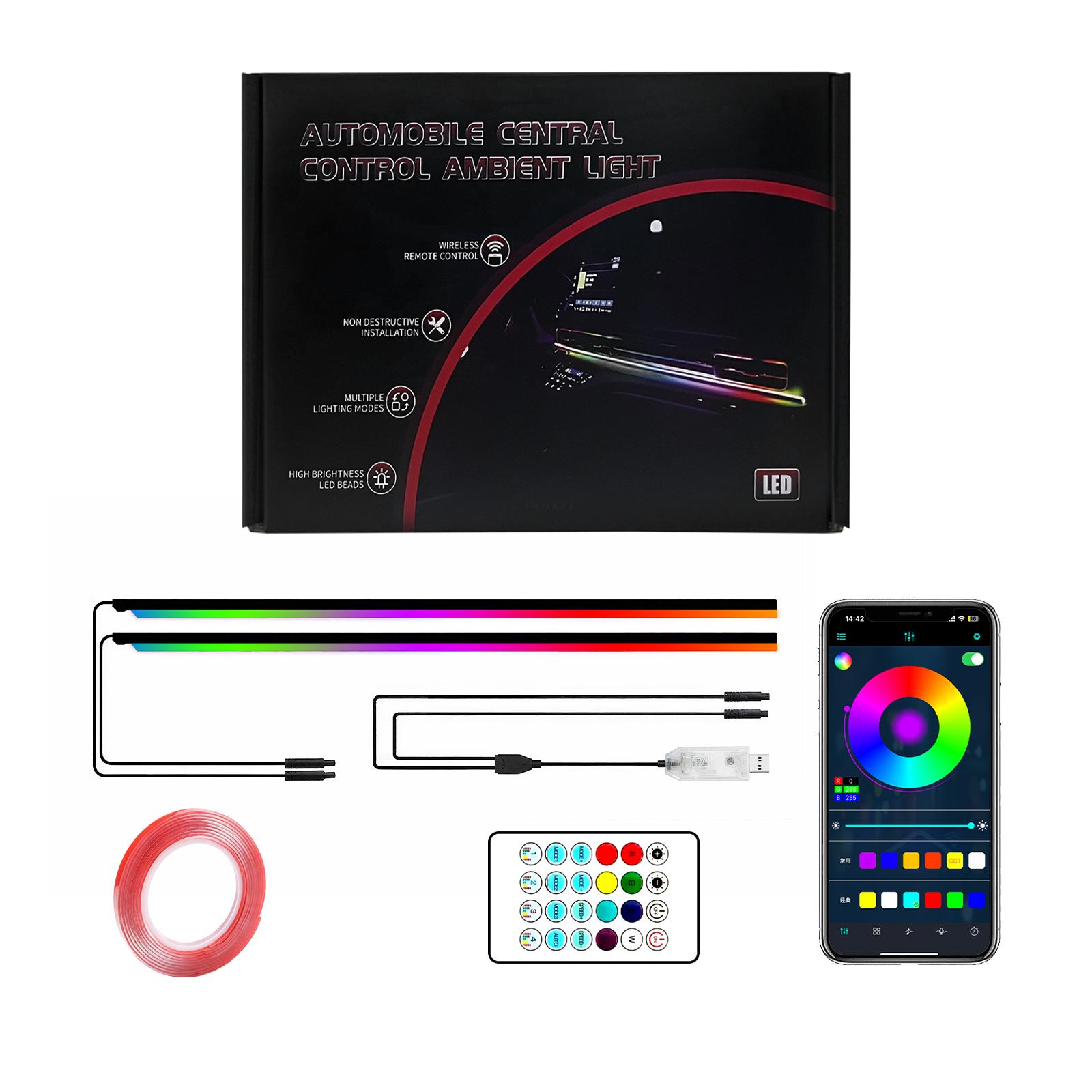 NUISK LED Color Cold Light Wireless Decoration Car Accessories Remote Control Atmosphere Lamp 110cm+110cm nilight truck Car LED rechargeable wireless