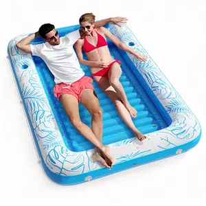 Inflatable Tanning Pool-4 in 1 Suntan Tub Raft Floatie Lounge Float With Cup Holder, Extra Large Pool Floats Adult with Pillow, Sunbathing Bed Lounge for Water Blow Up Kids Ball Pit Party Gifts, inflatable Sofa Pool Toy