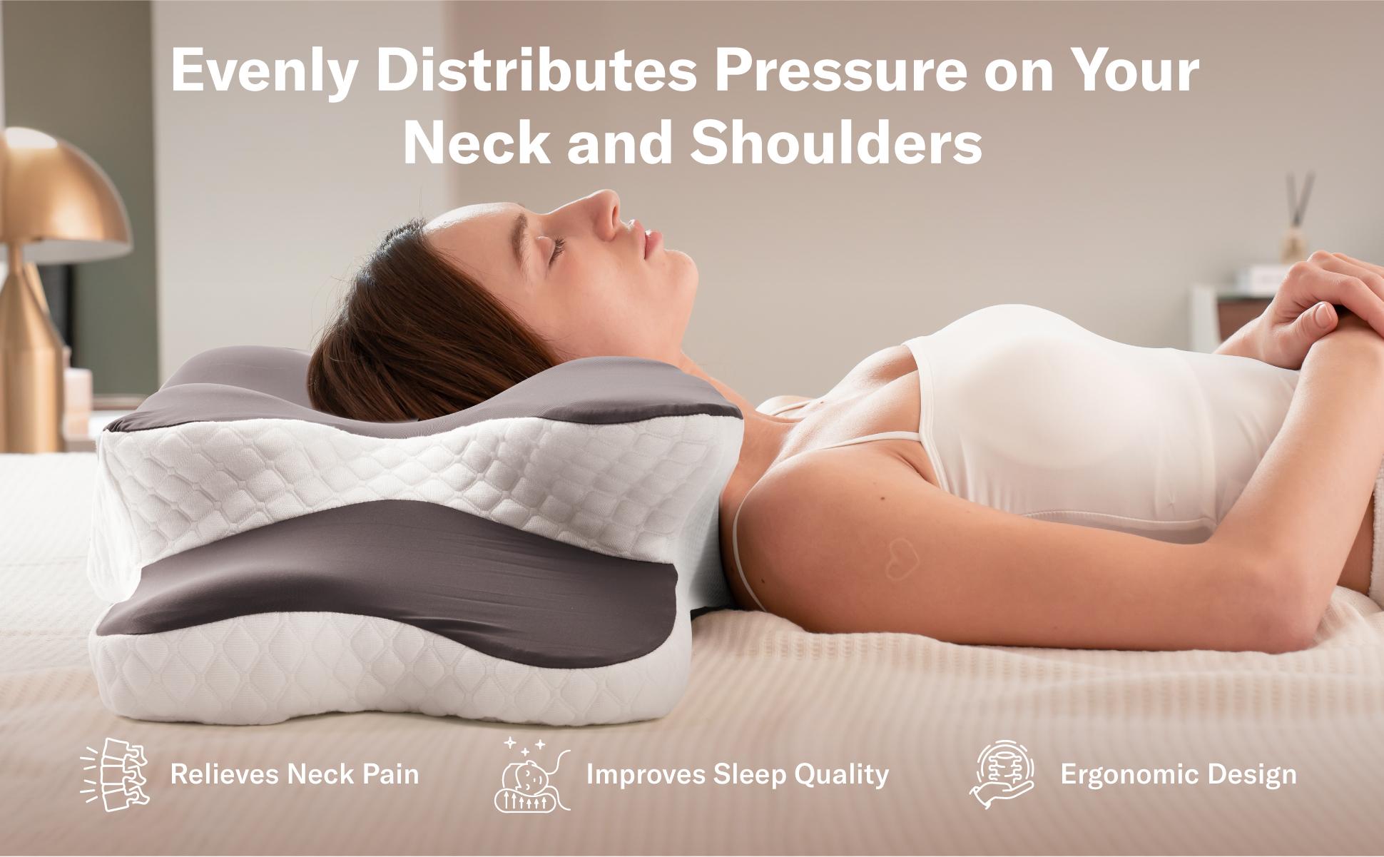 Alcedo Cervical Memory Foam Pillow for Neck and Shoulder Pain Relief, Adjustable Ergonomic Contour Orthopedic Pillow with Cervical Support for Side, Back and Stomach Sleepers