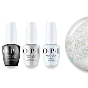 OPI Intelli-Gel Combo - Super Base Coat, Super Gloss Top Coat & E01 Optical Nailusion, FREE Nail Sticker MO-658