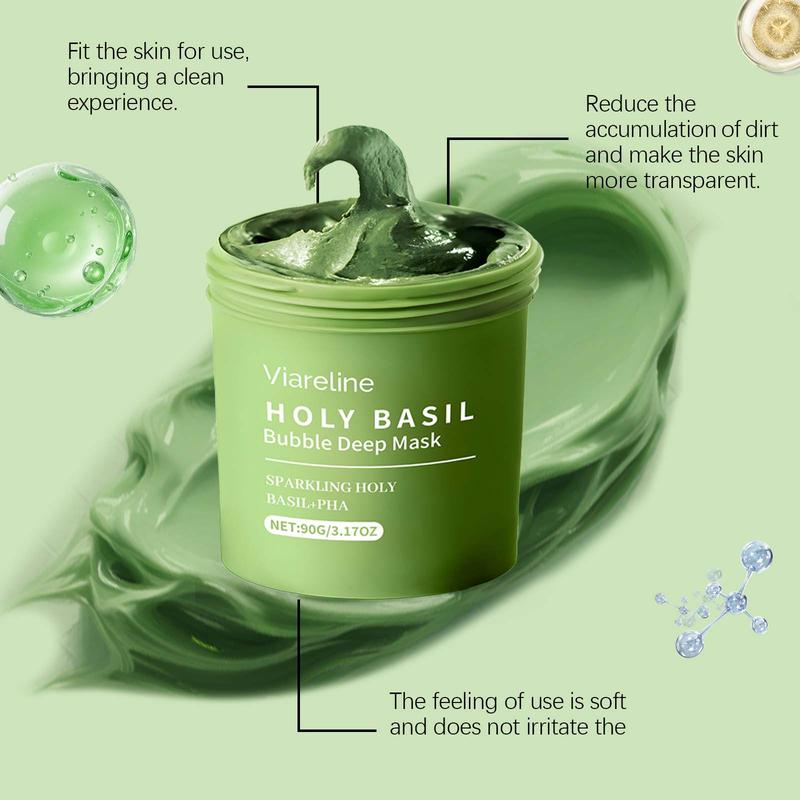 Holy Basil Bubble Deep Mask – Holy Basil & Carbonated Water for Cleansing Pores & Blackheads, Clay to Bubble Wash-Off Pack, Stocking Stufffers