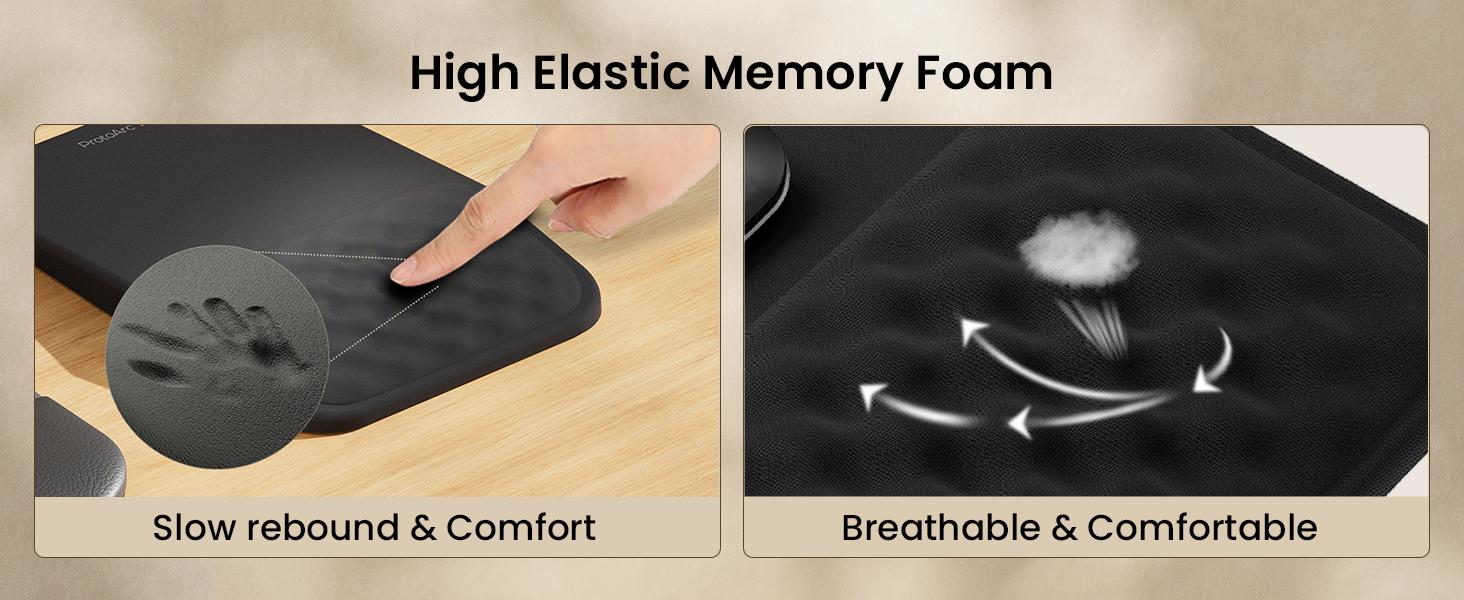 ProtoArc Mouse Pad, MP50 Ergonomic Mouse Mat with Wrist Support Massage Design for Pain Reilef, Non-Slip Rubber Base, Waterproof, Soft Memory Foam, Mousepad for Computer Mouse, Laptop, Office, Desk Gadgets, Husband Gifts