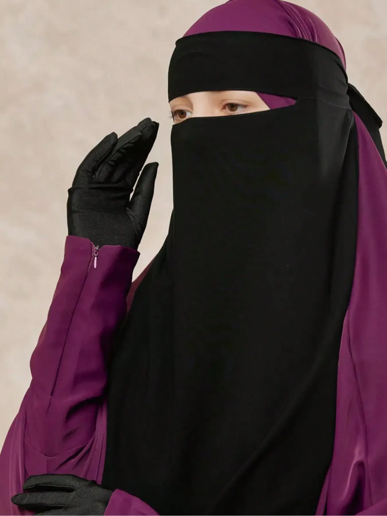 Women's Chiffon Soft Breathable Wrap Modesty Niqab, Single Layer Islamic Face Cover, Khima Headscarf for Muslim Prayer Daily Use