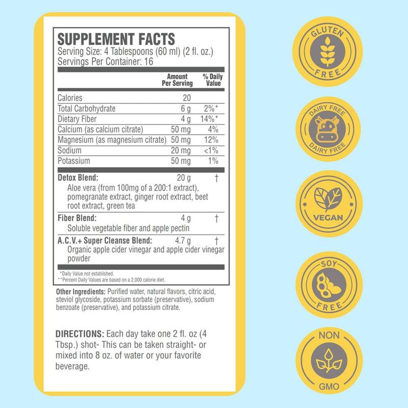 ACV + Super Cleanse, Apple Cider Vinegar Detox, 32oz – Supports Gut Health & Digestion Healthcare Dietary