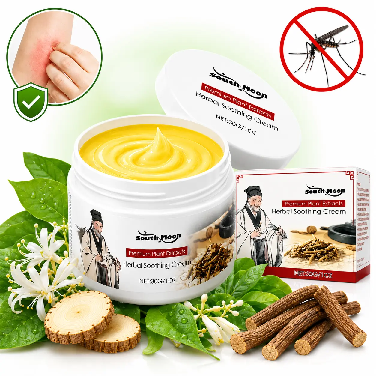 Calming Herbal Body Cream for Itch Relief | Daily Moisturizer to Restore Dry, Sensitive Skin with Botanical Blend - 30g, Moisturizers, Single Item, Smooth, Storage, Body Care