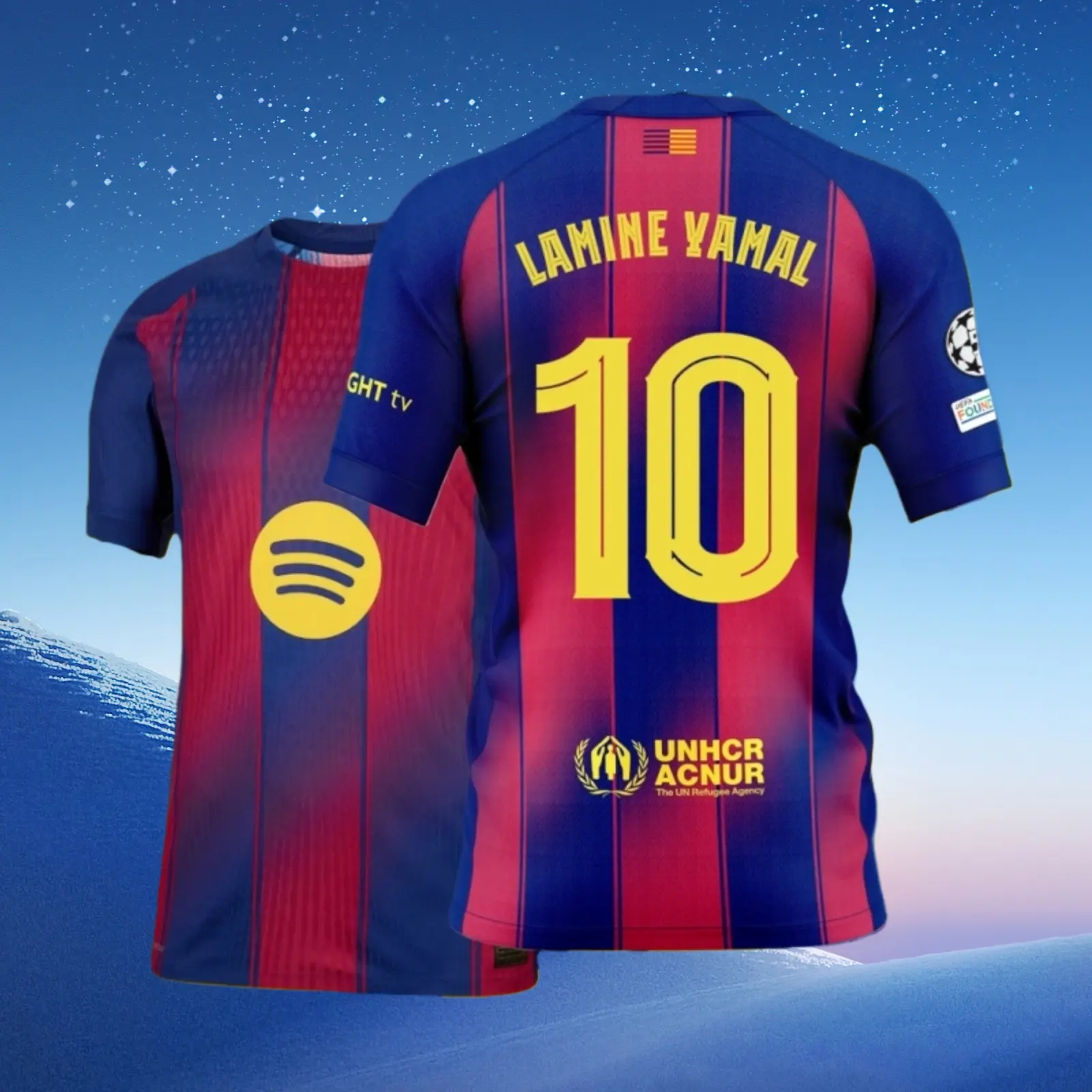 10# Lamine Yamal 25 26 Home Red And Blue Short Sleeve Soccer