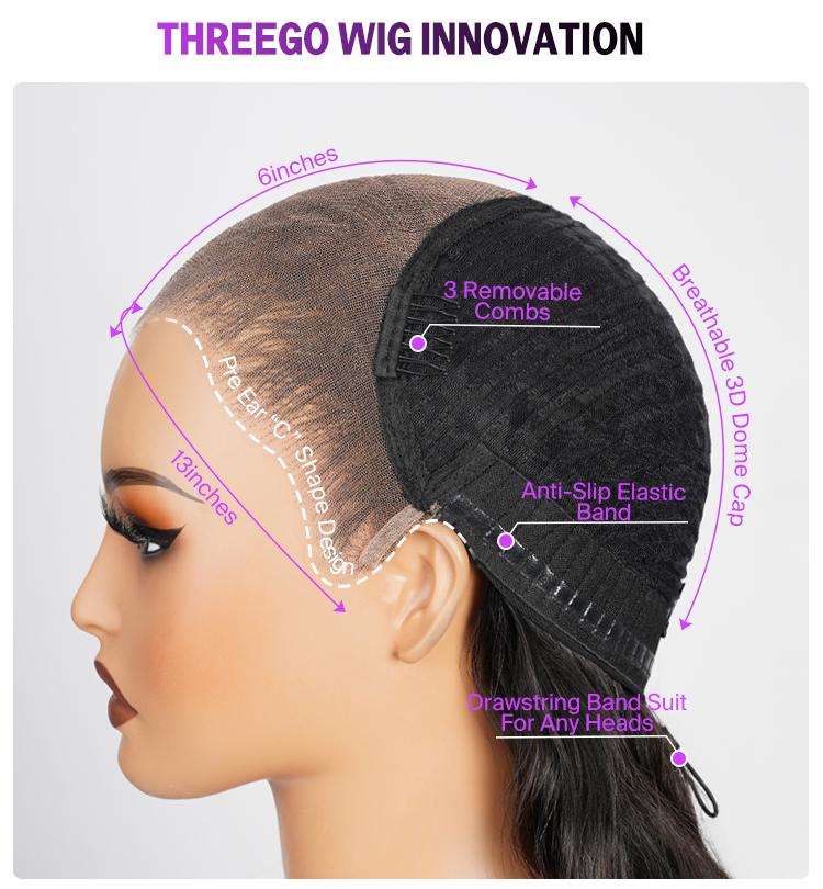 [250% Density] Megalook 13x6 Glueless Lace Frontal Wig Deep Curly Pre-Everything Put On Go Wig Natural Hairline Tiny Knots HD Lace Skin Melted With Drawstring