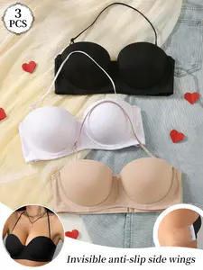 Ecomilky Half cup tube top smooth women's underwear gather comfortable bra with steel ring beautiful back silicone bra underwear multiple ways to wear