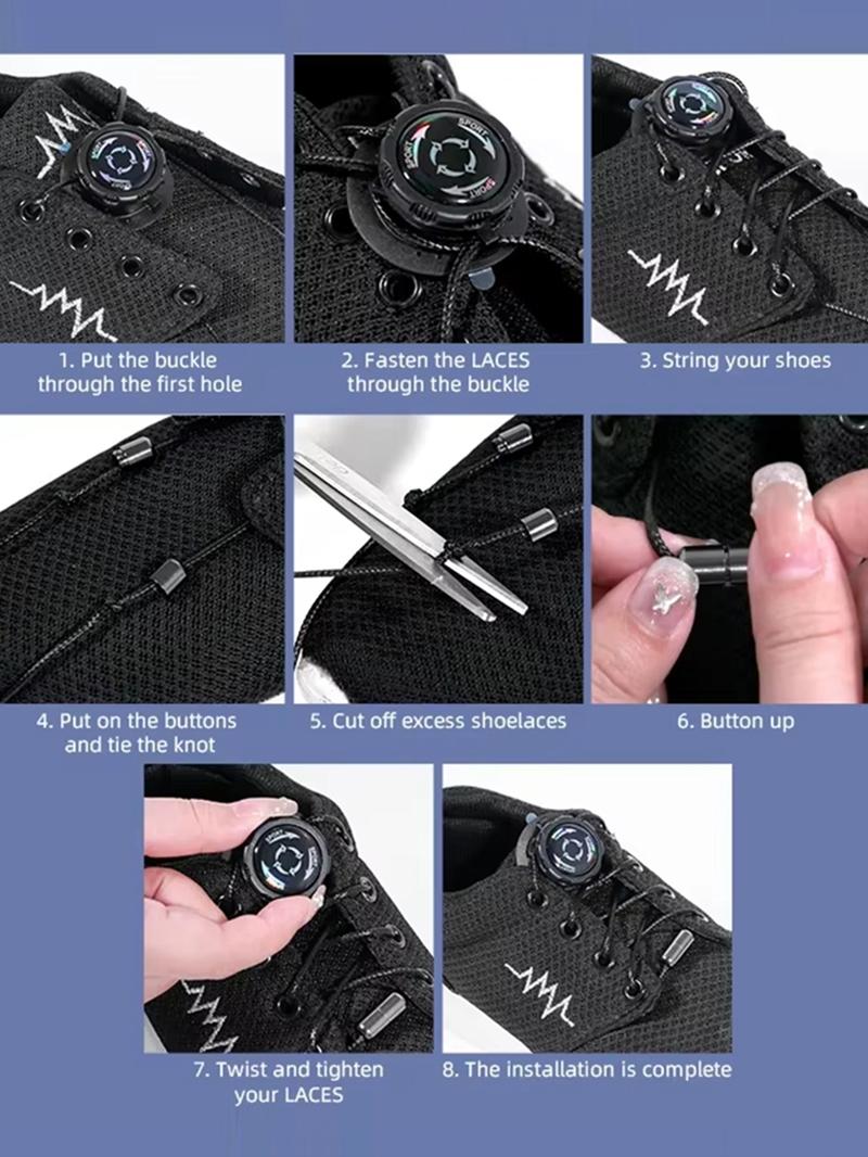 Universal No-Tie Rotating Shoe Laces with Buckle, Slip-On Laces for Men & Women, Perfect for Running, Jogging, Walking & Easy Everyday Wear