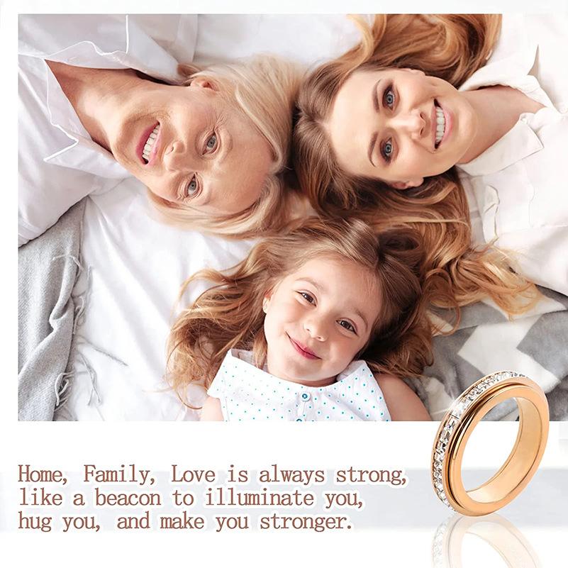 Unisex rotatable ring with sparkling cubic zirconia, a rotating design to relieve anxiety, comfortable to wear, available in sizes 5-12.A perfect Christmas or anniversary gift, comes with exquisite packaging.
