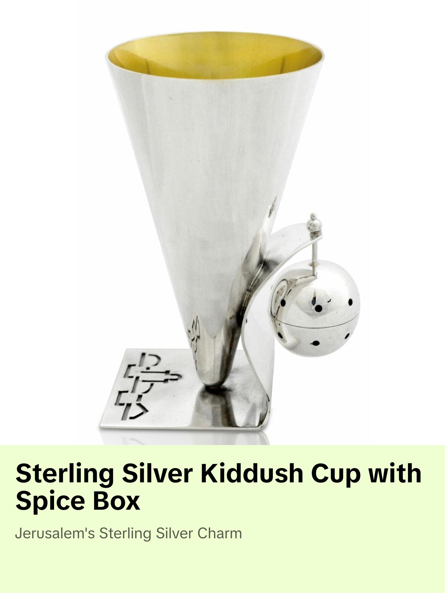 Contemporary Sterling Silver Kiddush Cup with Spice Box