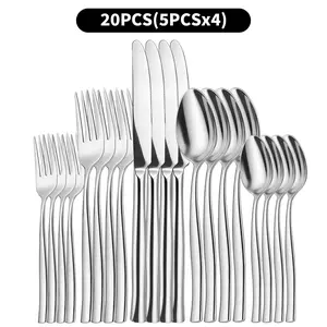 20 Piece Stainless Steel Silverware Set, Grade Stainless Steel Flatware Sets, dinnerware service, Polished Cutlery Utensil Sets Include Dinner Knives Spoons and Forks Set Dishwasher Safe for Home dining
