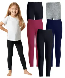 MISS POPULAR 5-Pack Girls Leggings Sizes 4-16 Soft Comfortable Cotton Spandex with Elastic Waistband Many Colors