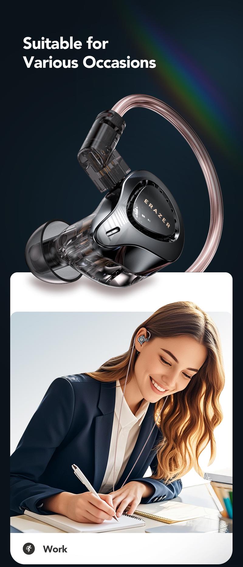 ERAZER XP10 Portable Wired In-Ear Earphone, Wired Headphones With Mic, HiFi Subwoofer Noise Cancelling Wired Earphones for Game Sports, 3D Stereo Sound Headphones For Gym & Sports & Game, Headphones 8D Audio, Electronic Audio Earbud