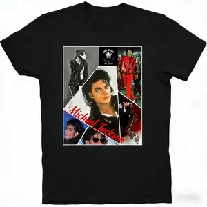 MJ M-Michael Jackson Music Fan Premium Cotton Print Crew Neck T-Shirt Original Design Men'S Top CasualStreetwear for Adults (Men & Women) Christmas Gift | Birthday Gift | Black Top