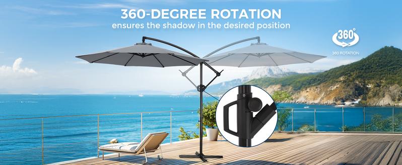 【Collection of Patio Umbrellas】Homshade Premium 10ft/9ft/7.5ft Offset Patio Umbrella with Adjustable Canopy & Easy Tilt System for Pool Deck & Garden - Solar Parasol with UV Protection