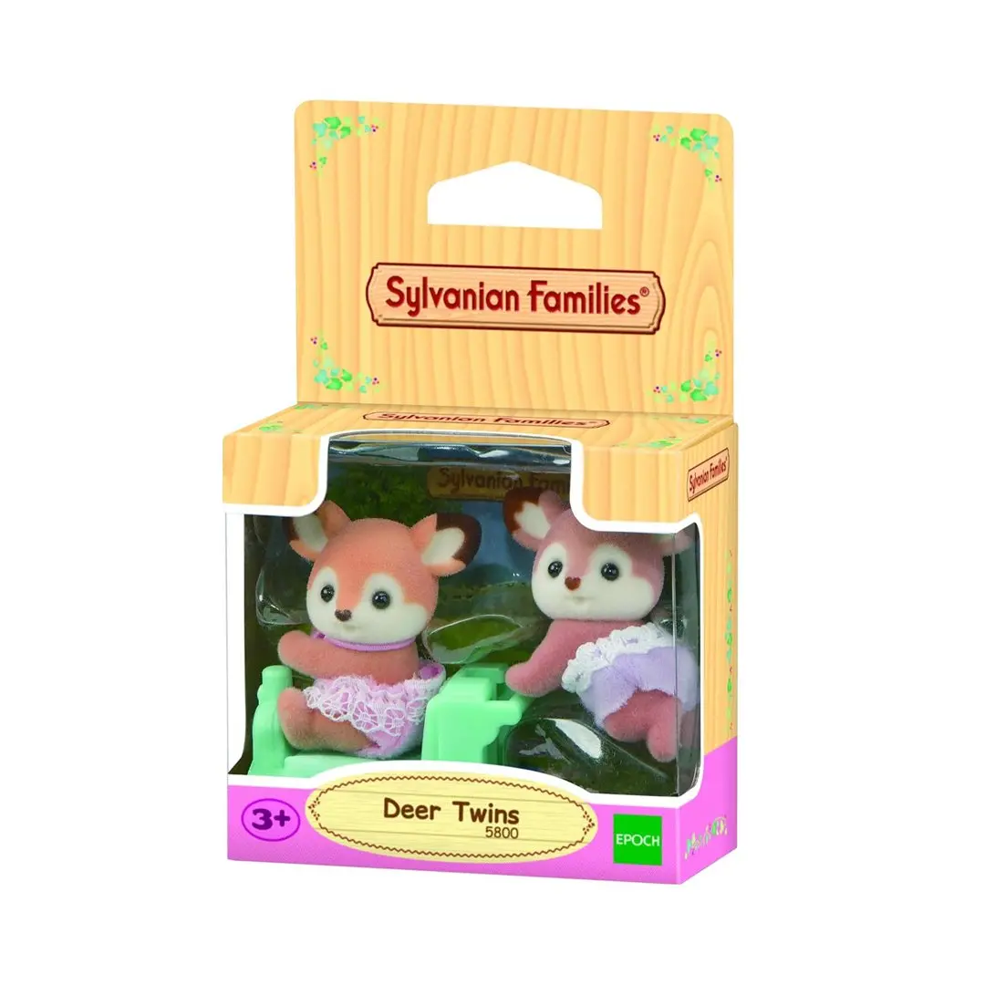Calico Critters Deer Twins Collectible Figurine - Cute Doll Toy for Kids with Unique Ear Patterns, Whimsical Design