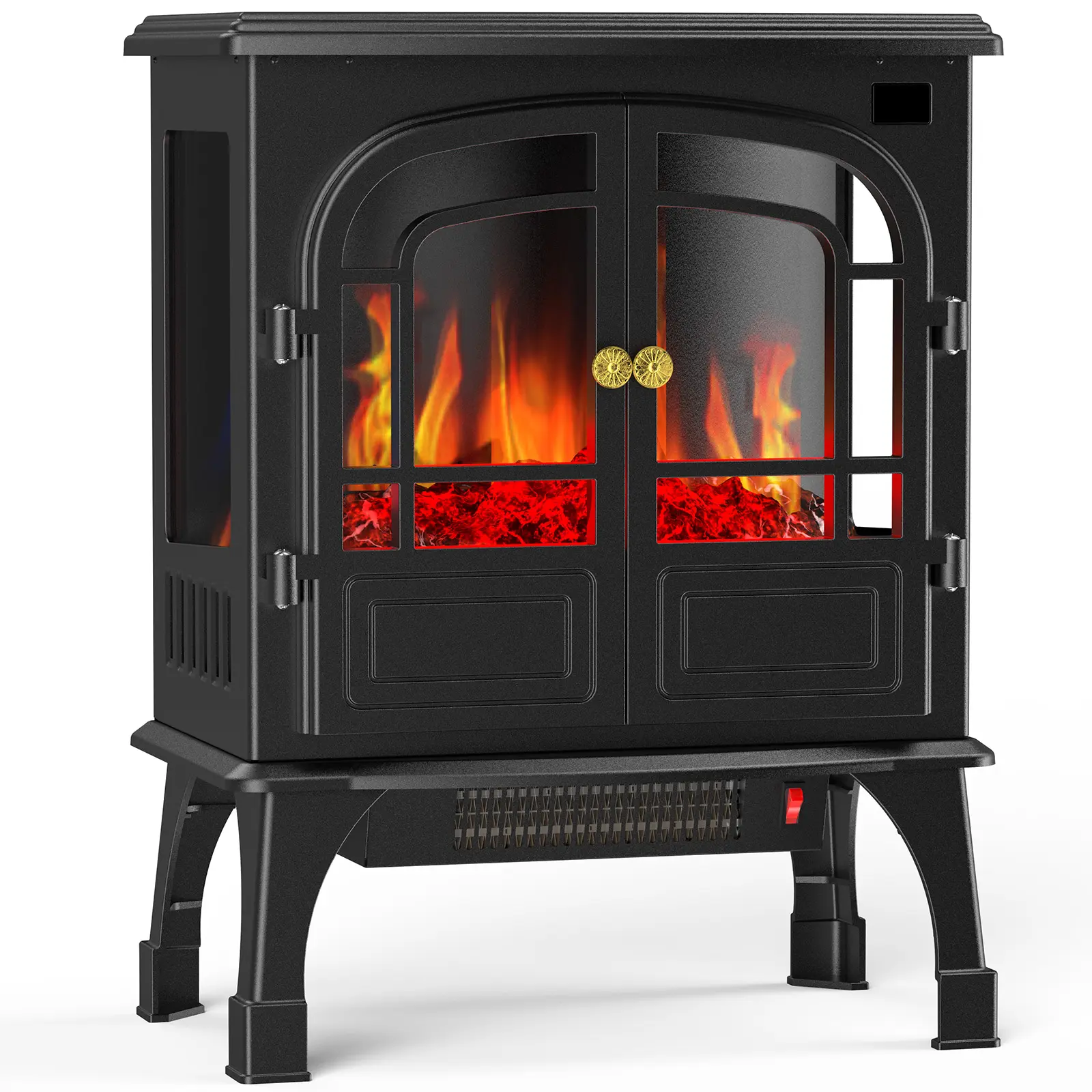 Sweetcrispy Freestanding Electric Fireplace Heater - 26-in Indoor Unit with 3D Flame Effect, Overheating Safety Design, Energy-Saving 12H Timer, Remote Control for Living Room, Bedroom