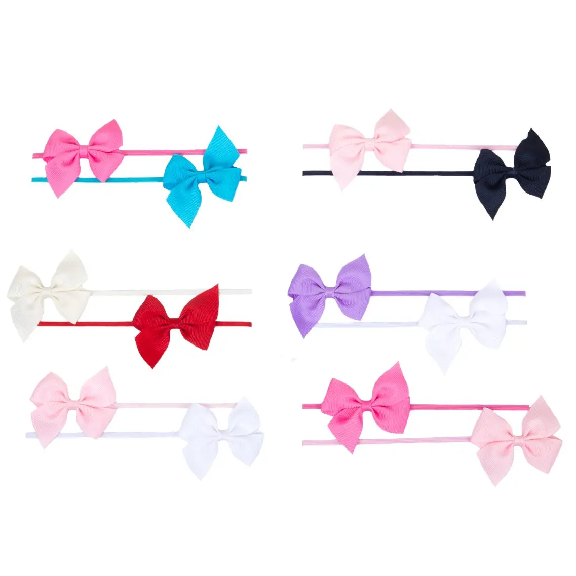 Two Pack of Baby Headbands by Wee Ones - Grosgrain Ribbon Bow Headband