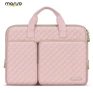 MOSISO 13.3 Inch Laptop Sleeve Case with Handle & Shoulder Strap, 360° Protective Quilted Laptop Bag Compatible with MacBook Air/Pro 13–14, HP Dell ASUS Lenovo, Portable Computer Carrying Case with Pockets for Work Travel School, Ice Blue Deal