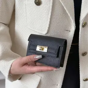 Women's Slim Trifold Wallet with Metal Lock, Multi-Card Slot Short Purse with Cash & Coin Compartment, Minimalist Credit Card Holder for Daily Use, Portable Small Wallet for Travel & Everyday Essentials