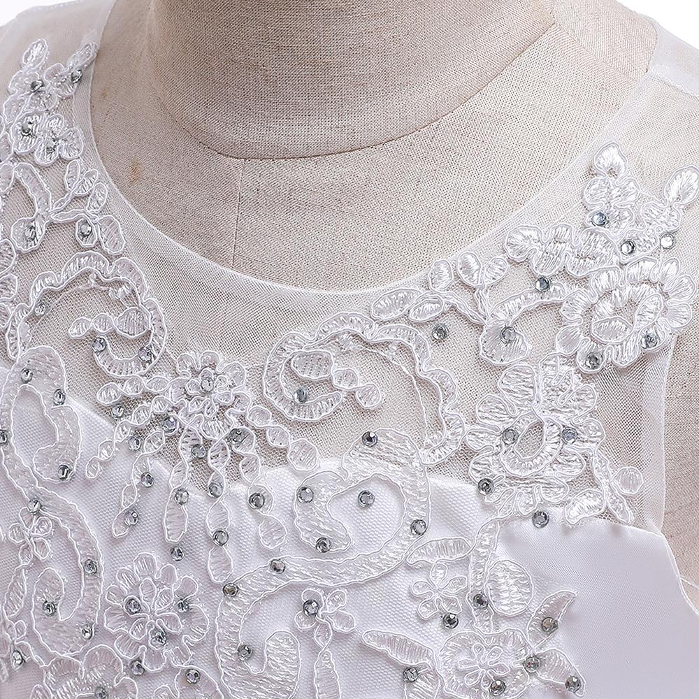 231 Lilac Kids Clothes Embroidered Bow Princess Long Gown Children Formal Graduation Party Prom Dress White Flower Girls 3-14Y