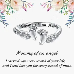 Miscarriage Gifts for Mothers Pregnancy Loss Son or Daughter Ring Mommy of an Angel Wing Ring Memorial Sympathy Jewelry for Mother's Day Gifts