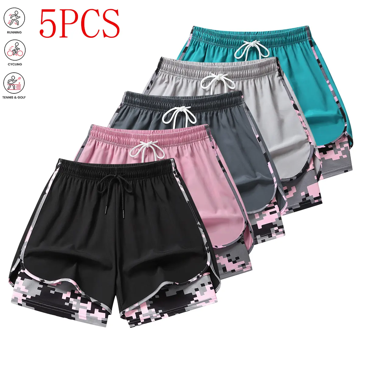 Black + Pink + Dark Gray + Light Gray + Lake Blue